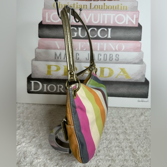 COACH POPPY LEGACY STRIPE HIPPIE SHOULDER BAG 19025 MULTICOLOR - Picture 11 of 15